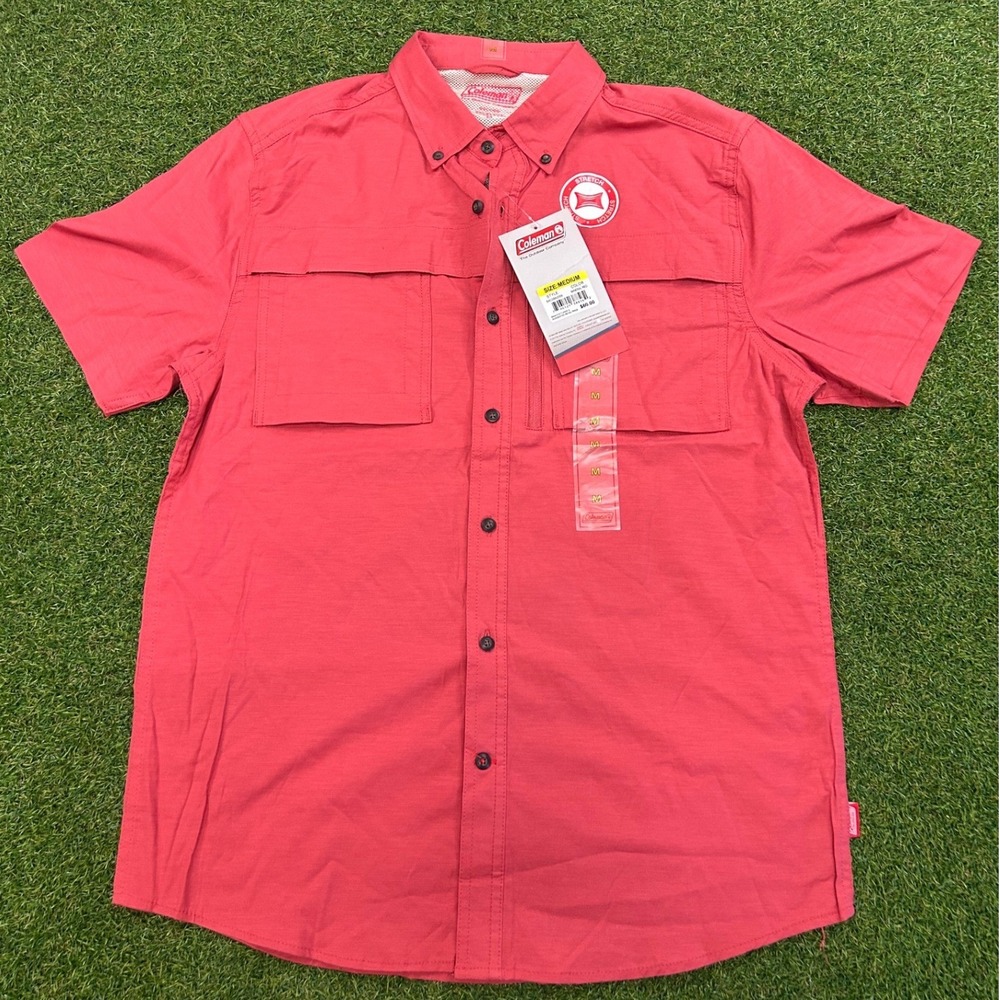 Coleman Mens Stretch Short Sleeve Fishing Hiking Shirt Mineral Red SAC58A2059 M